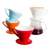 Custom Multicolor Embossed Porcelain V60 Coffee Filter Ceramic Pour Over Coffee Dripper